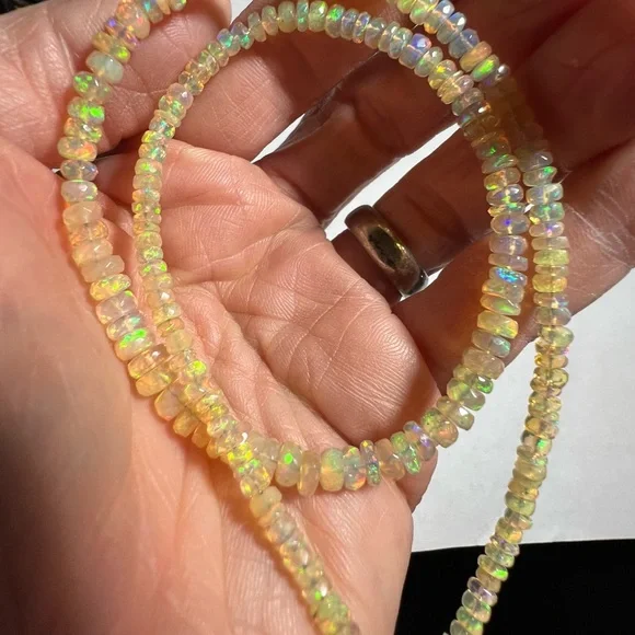 ETHIOPIAN WELO OPAL 16” NECKLACE WITH 14K SECURITY CLASP - Picture 9 of 12